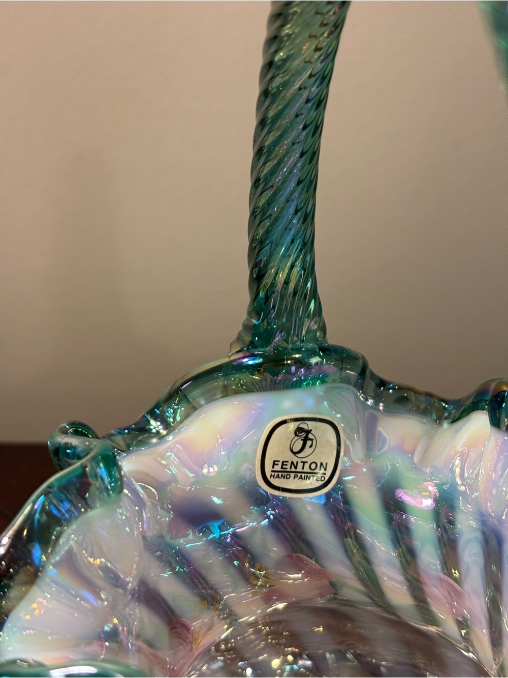 Fenton Iridescent Glass Basket - Picture 6 of 7